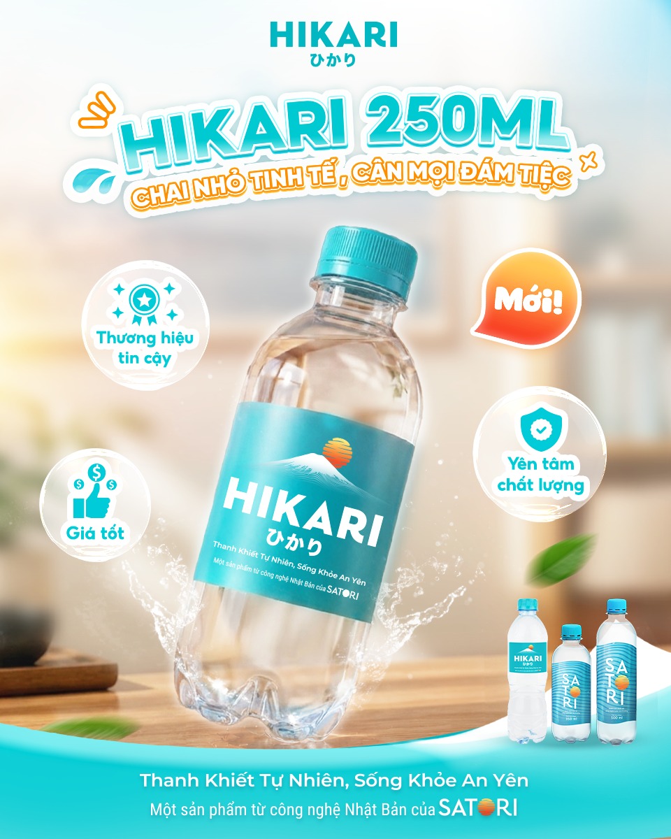 Nước suối HIKARI 250ml – Nhỏ gọn tiện lợi, Chất lượng Nhật Bản!
