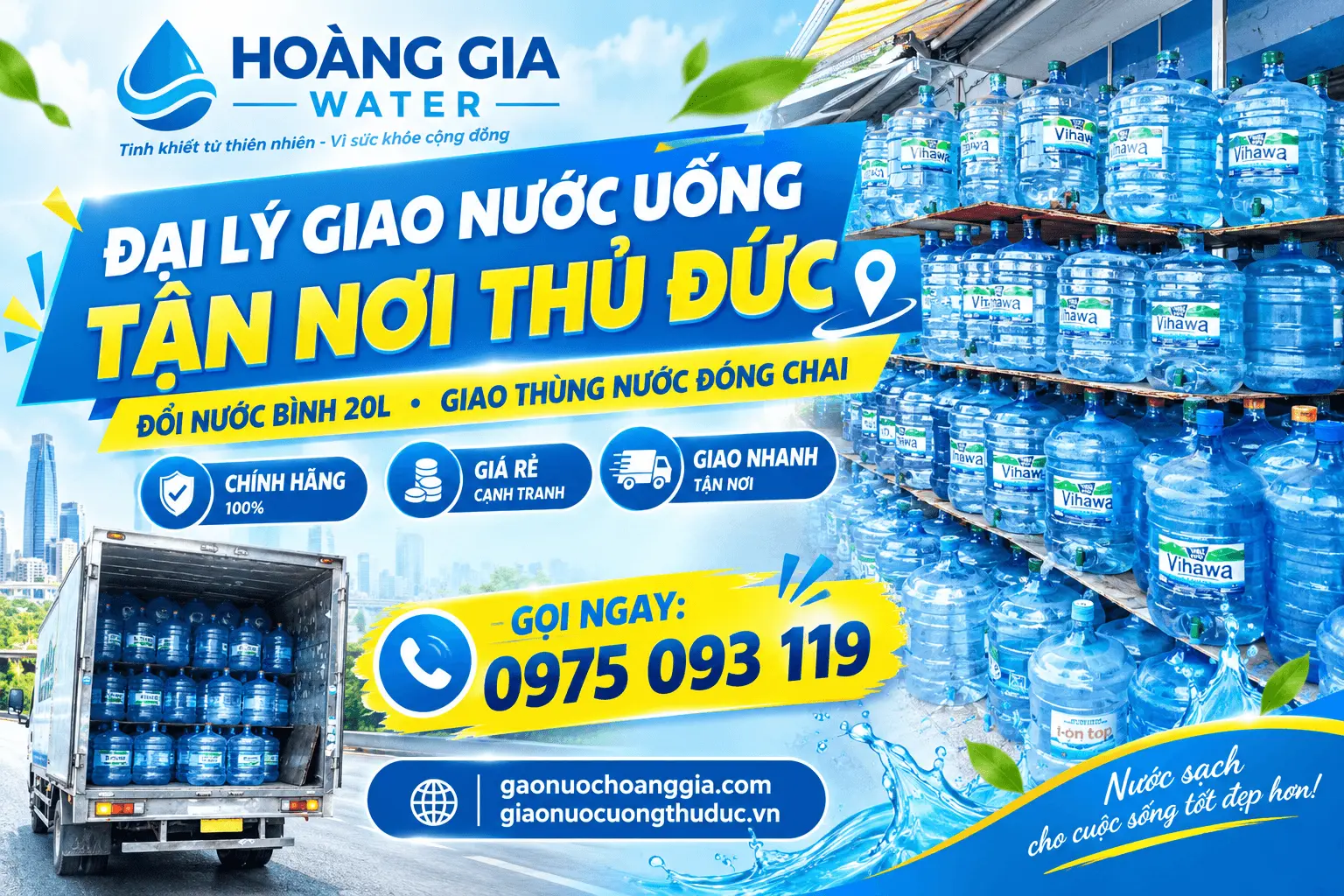 Đại lý giao nước uống Thủ Đức gần đây - Hoàng Gia Water